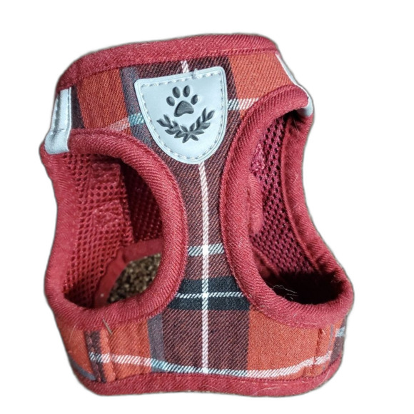 Buffalo Plaid Small Dog Sweater & 2 Pupteck Harnesses Red Plaid Paw Shield XS/S - Picture 3 of 10